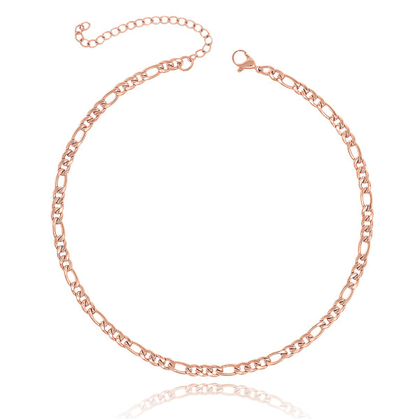 6mm Rose Gold Figaro Chain Necklace