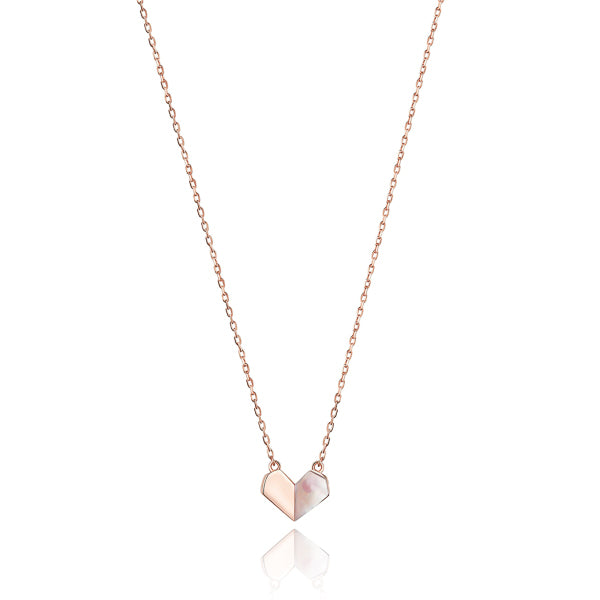 Rose Gold Beaded Heart Chain Necklace