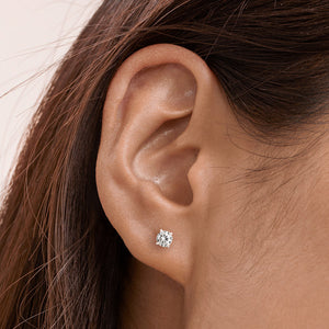 Clear White Cubic Zirconia Heart Stud Earrings