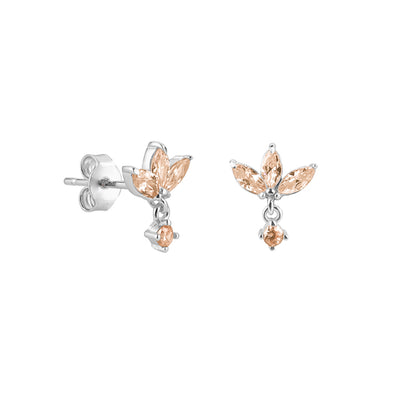 Silver Champagne Lotus Flower Studs
