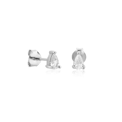 Silver Teardrop CZ Mini Stud Earrings