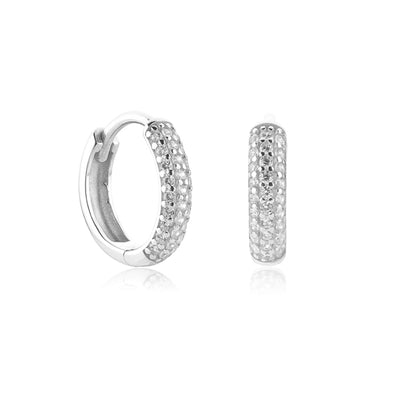 Small silver pavé cz hoops