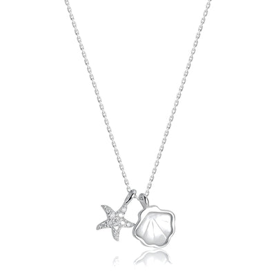 Silver Starfish & Seashell Necklace