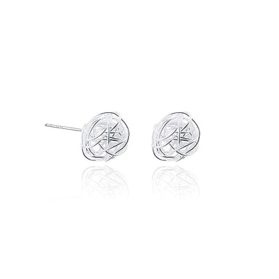 Silver Ball Of Wool Stud Earrings