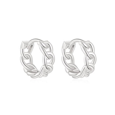 Silver Link Chain Huggie Earrings