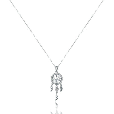 Crystal Dreamcatcher Pendant Necklace