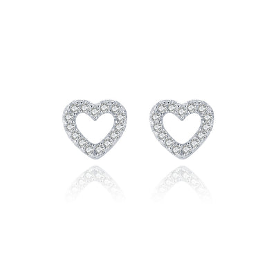 Silver CZ Open Heart Studs