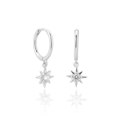 Silver Crystal Star Mini Hoops