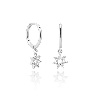 Silver mini crystal sun hoops