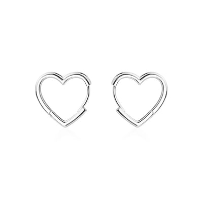 Silver Heart Hoop Earrings