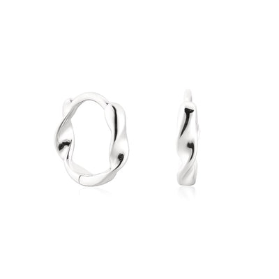 Silver Mini Double Twist Hoop Earrings