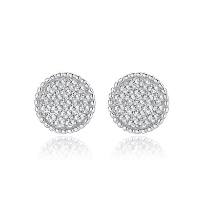 Silver round crystal pavé studs