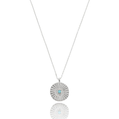 Silver Turquoise Sunset Coin Necklace