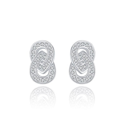 Silver vertical infinity crystal studs