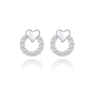 Crystal Wreath Heart Stud Earrings