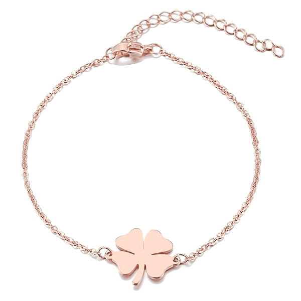 Lucky Clover Black Onyx Rose Gold Bracelet