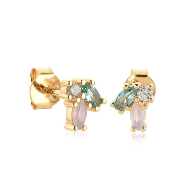 Small gold crystal cluster studs