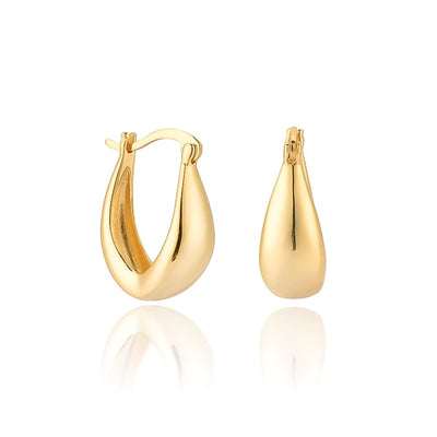 Gold thick teardrop hoop earrings