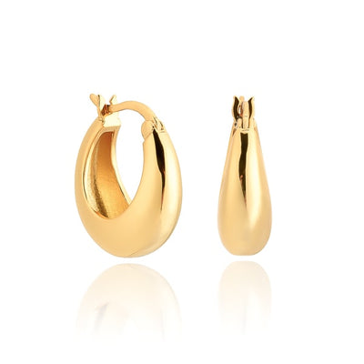 Thick Gold Teardrop Huggie Hoop Earrings