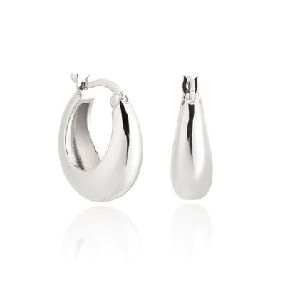 Thick silver teardrop huggie hoops