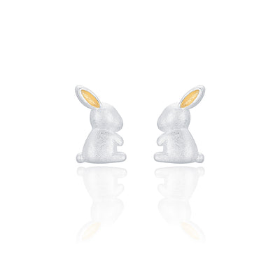 Two-Tone Bunny Rabbit Stud Earrings