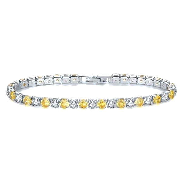 SUSBAG Bracelet Tennis pour Femme, plaqué Or Blanc, avec zircons cubiques  étincelants et Cadeaux de Noël pour Elle et Base plaquée Or, Couleur :  Argent Transparent : : Mode