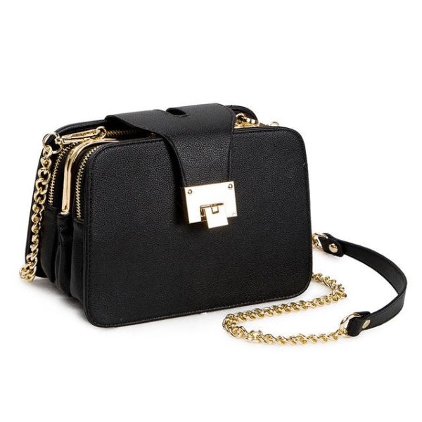 Black Crossbody Bag With Gold Chain | Classy Women Collection