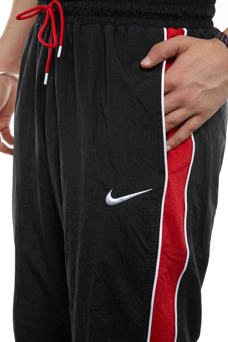 Nike Throwback Woven Basketball Track Pants Joggers Black Red Av6652 010 Men S