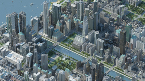 Downtown Overview of the 3D city model G