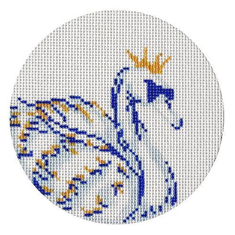 Swan needlepoint canvas by The Plum Stitchery