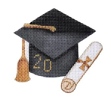 Black graduation cap needlepoint canvas