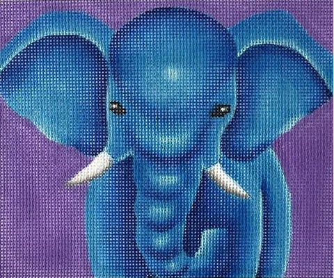 Blue elephant needlepoint canvas
