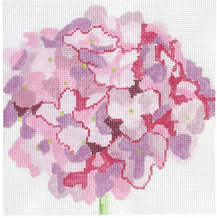 Pink & purple hydrangea needlepoint canvas