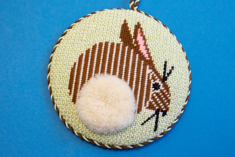 Bunny needlepoint ornament with turkey work