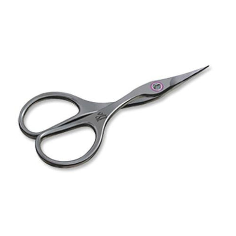Curved needlepoint scissors on white