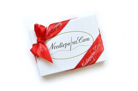 Needlepoint.Com gift card box with ribbon