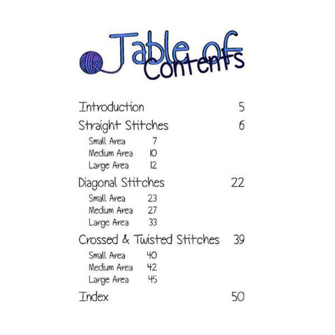 Table of contents from Got Stitches Too? book