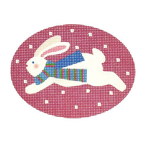 Bunny on magenta needlepoint canvas