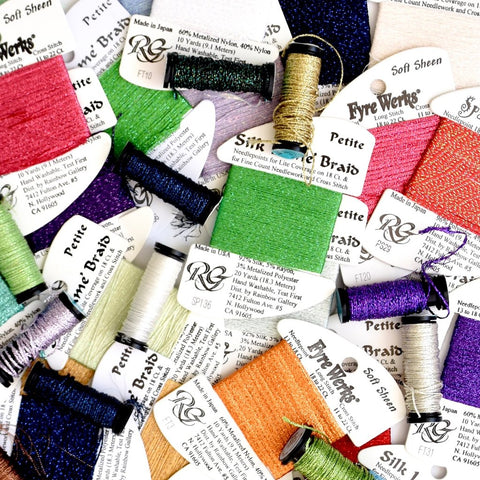 Group of metallic needlepoint threads