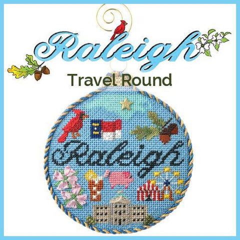 Kirk & Bradley's Raleigh Travel Round needlepoint ornament