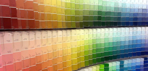 Wall of paint color samples