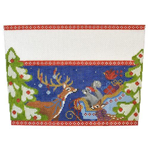 Stocking Cuff - Sleigh Ride hand-painted needlepoint stitching canvas, Needlepoint Canvases & Threads