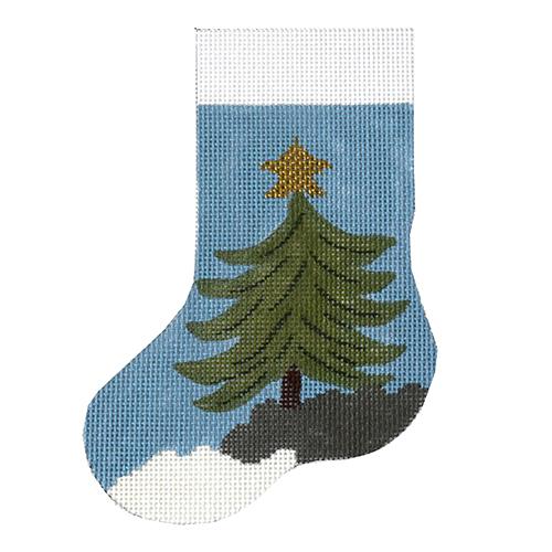 Tree with Star Mini Stocking – Needlepoint.Com