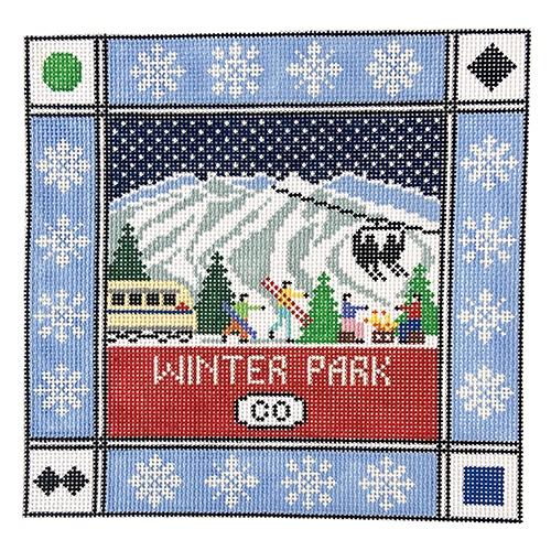 Doolittle Stitchery Winter Park Round Needlepoint Canvas 18 mesh 4 round  *fibers sold separ…