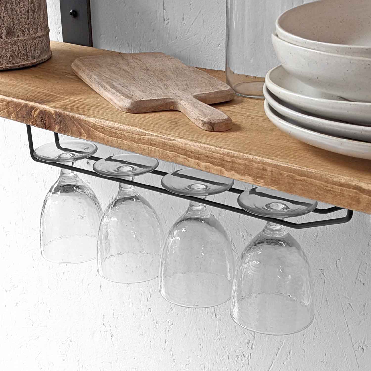 Metal Wine Glass Rack | Black - Ben Simpson Furniture product image