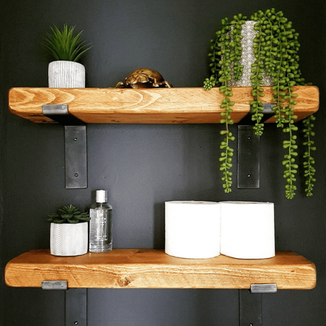 Rustic Shelving with Bathroom Accessories
