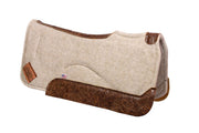 Contour saddle pad in tan felt with brown floral leather