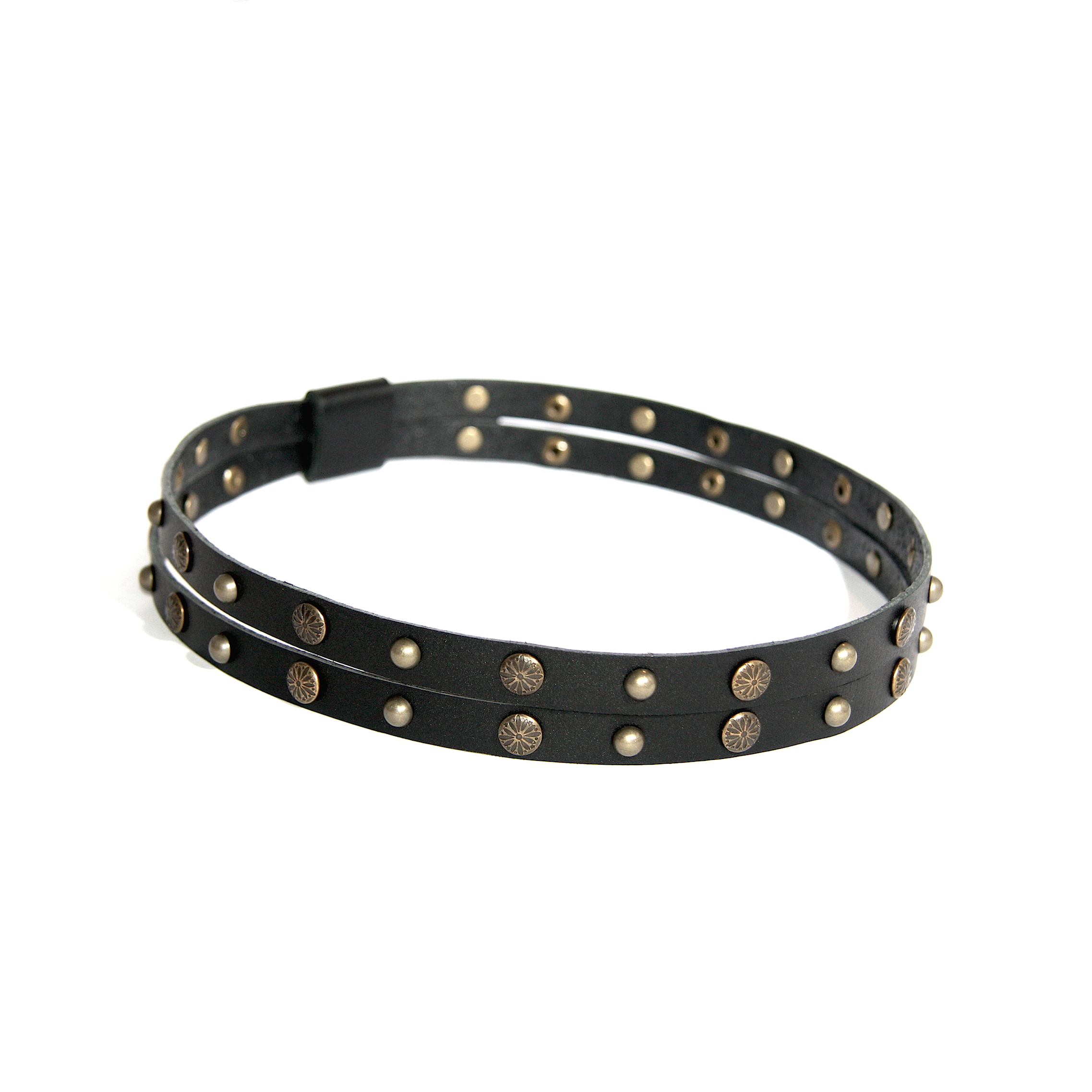 Black Leather Antique Brass Studded Hat Band – Fonda James