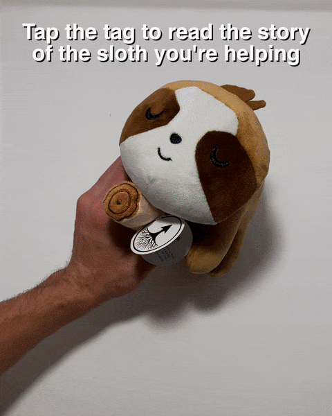 tap the tag to see the story of the sloth you are helping