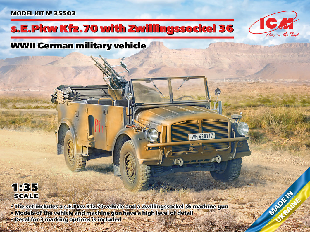 1/35 s.E.Pkw Kfz.70 with Zwillingssockel 36, WWII German Military Vehicle - Hobby Sense
